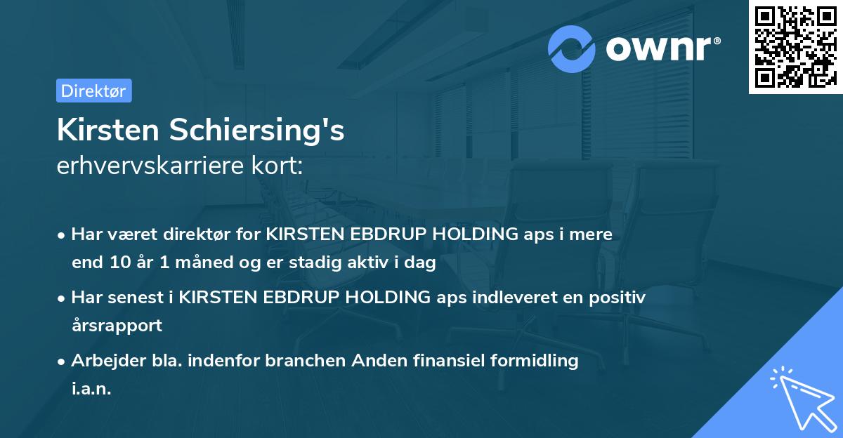 Kirsten Schiersing's erhvervskarriere kort