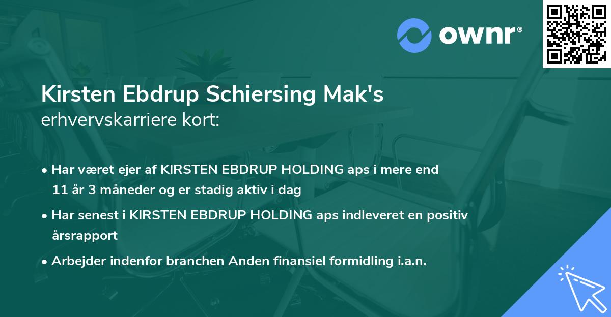 Kirsten Ebdrup Schiersing Mak's erhvervskarriere kort