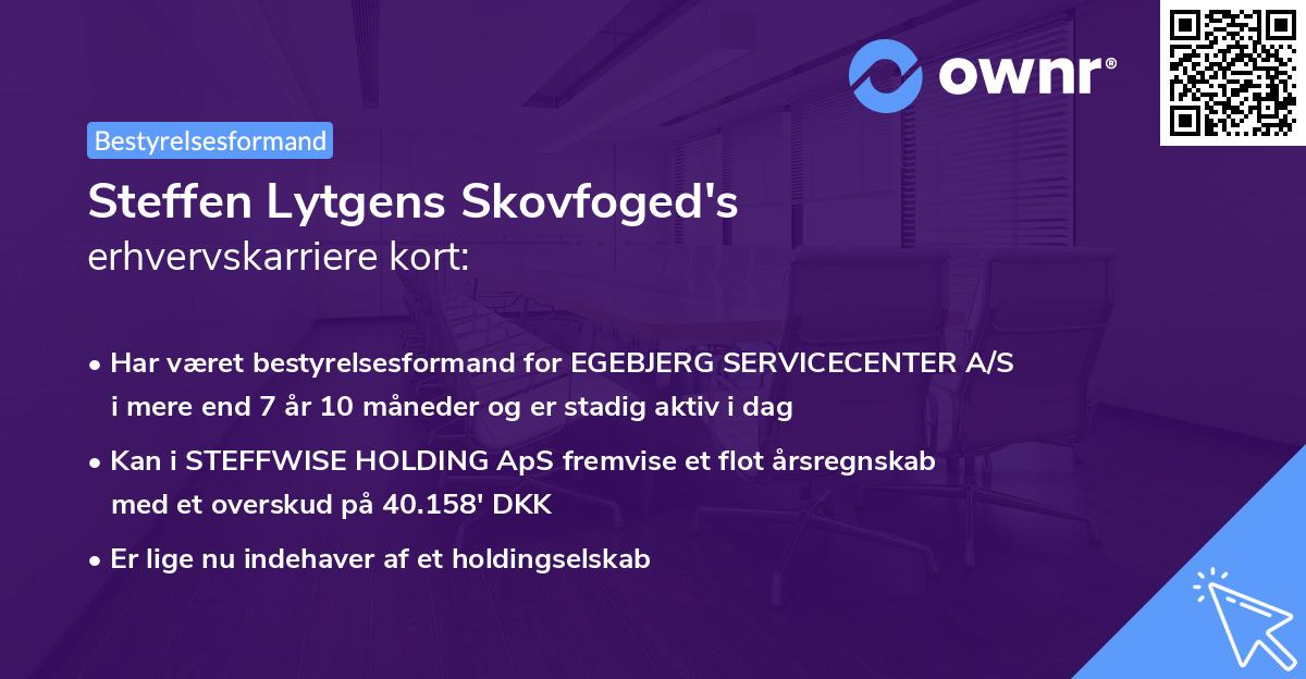 Steffen Lytgens Skovfoged's erhvervskarriere kort