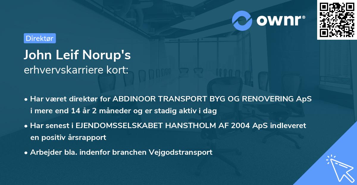 John Leif Norup's erhvervskarriere kort