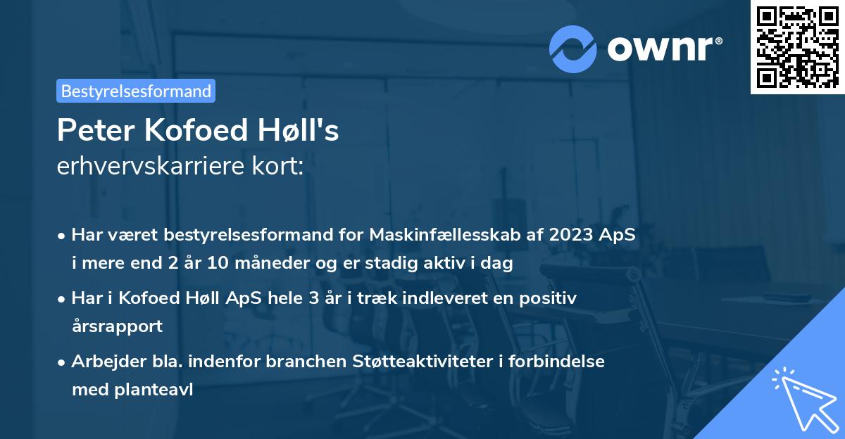 Peter Kofoed Høll's erhvervskarriere kort