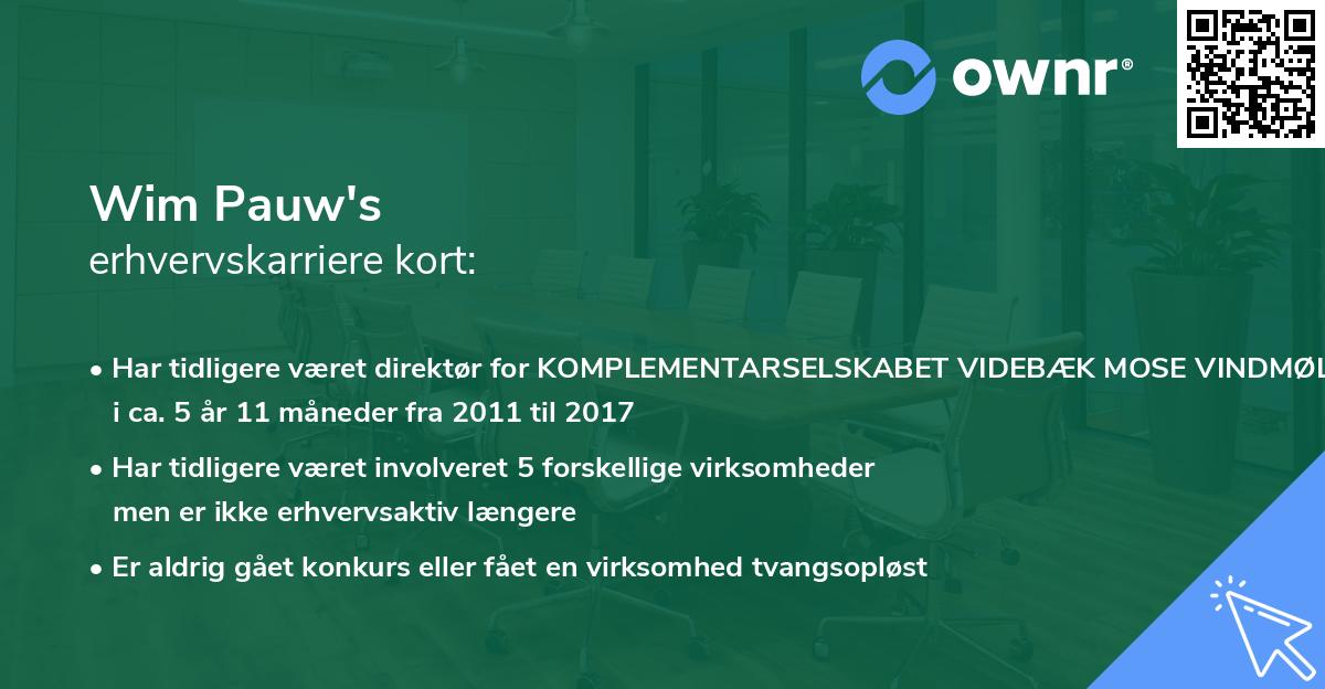 Wim Pauw's erhvervskarriere kort