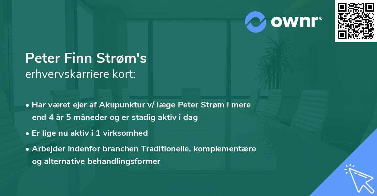 Peter Finn Strøm's erhvervskarriere kort