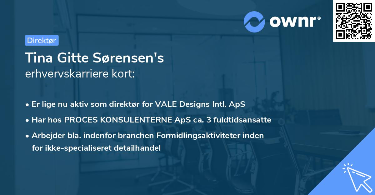 Tina Gitte Sørensen's erhvervskarriere kort