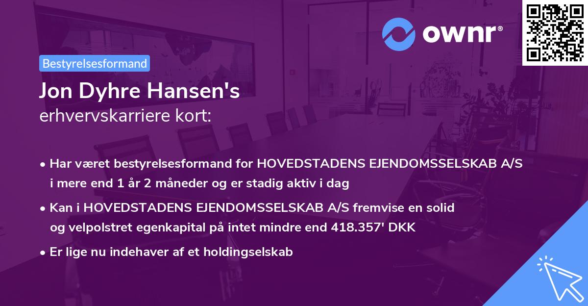 Jon Dyhre Hansen's erhvervskarriere kort