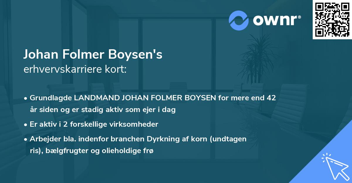 Johan Folmer Boysen's erhvervskarriere kort