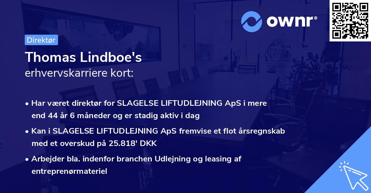Thomas Lindboe's erhvervskarriere kort