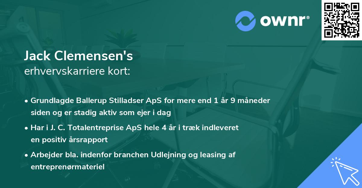 Jack Clemensen's erhvervskarriere kort