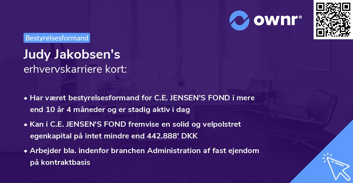 Judy Jakobsen's erhvervskarriere kort