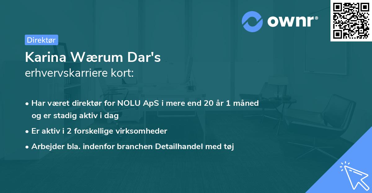 Karina Wærum Dar's erhvervskarriere kort