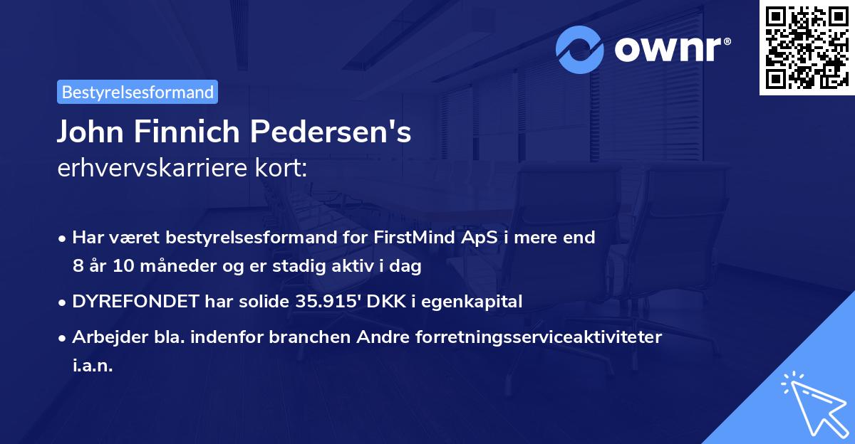John Finnich Pedersen's erhvervskarriere kort
