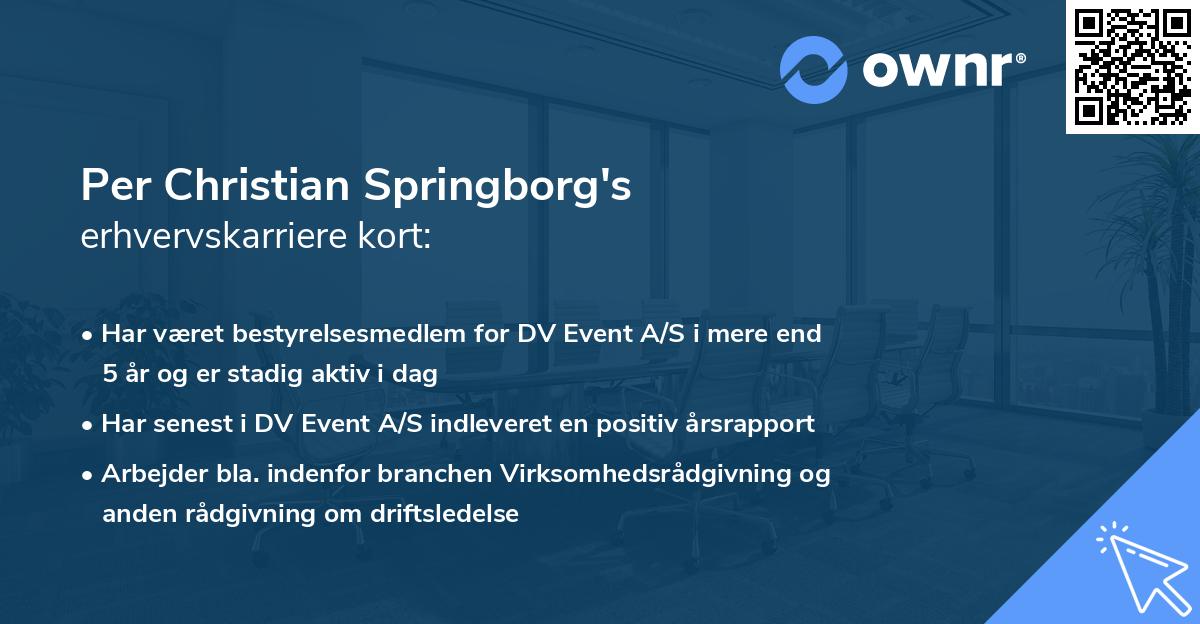 Per Christian Springborg's erhvervskarriere kort