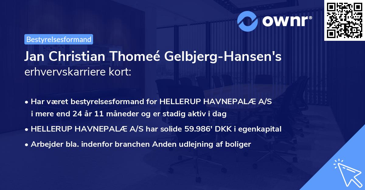 Jan Christian Thomeé Gelbjerg-Hansen's erhvervskarriere kort
