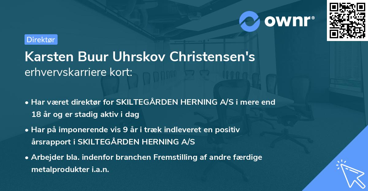 Karsten Buur Uhrskov Christensen's erhvervskarriere kort