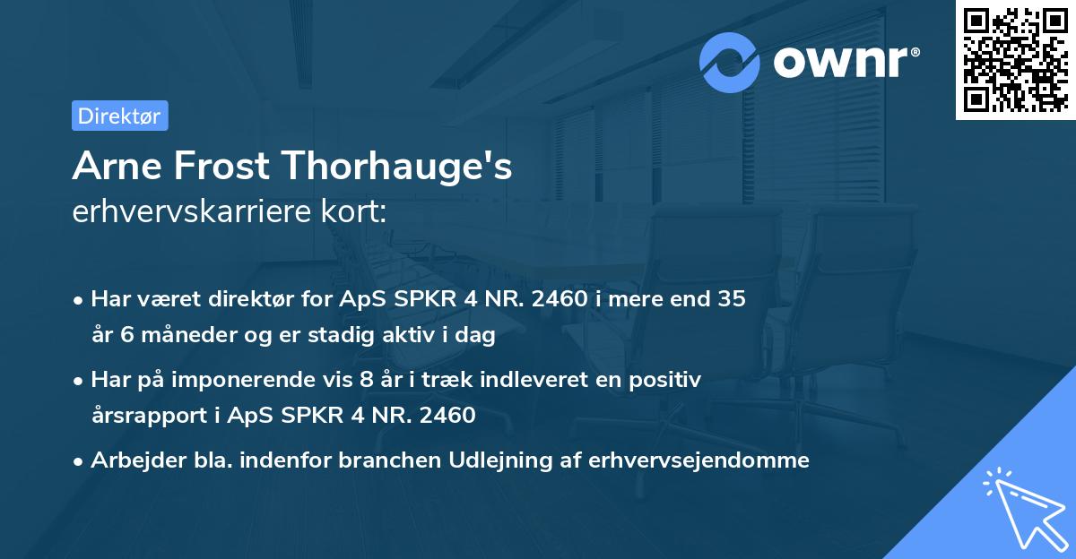 Arne Frost Thorhauge's erhvervskarriere kort