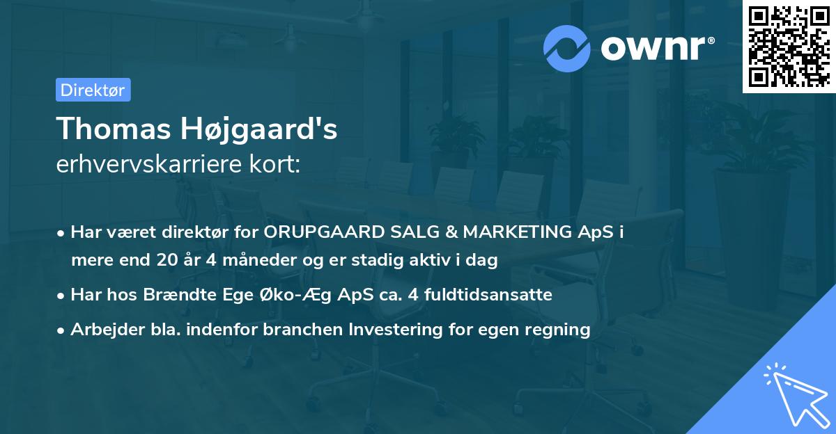 Thomas Højgaard's erhvervskarriere kort