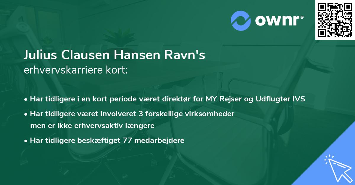 Julius Clausen Hansen Ravn's erhvervskarriere kort