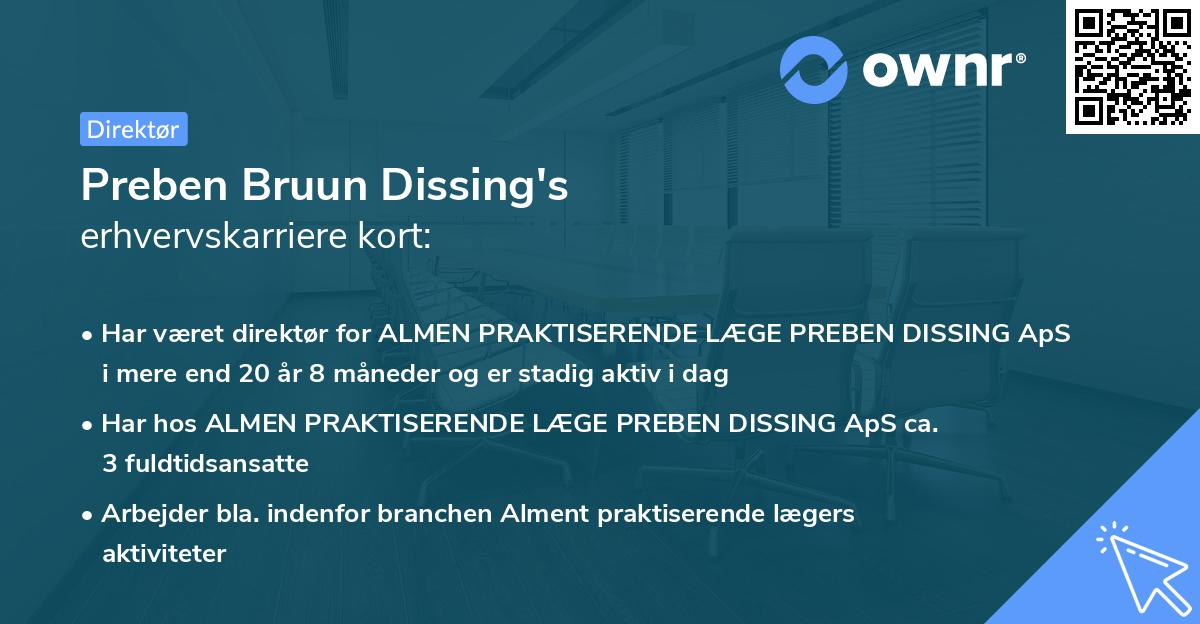Preben Bruun Dissing's erhvervskarriere kort