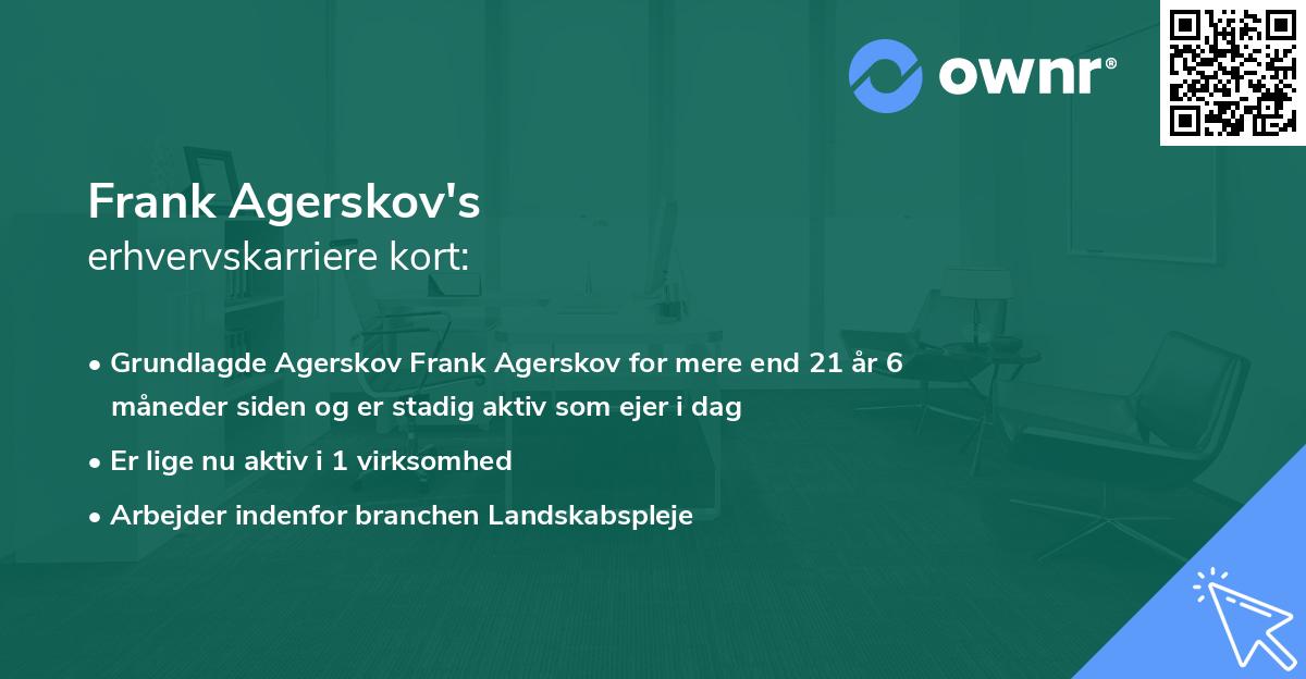 Frank Agerskov's erhvervskarriere kort