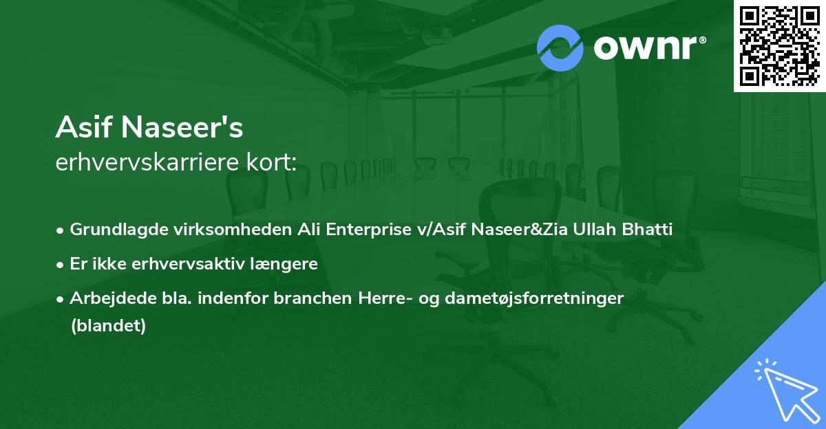 Asif Naseer's erhvervskarriere kort