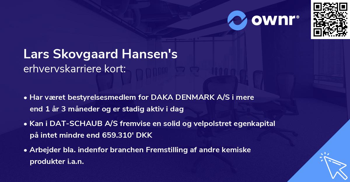 Lars Skovgaard Hansen's erhvervskarriere kort