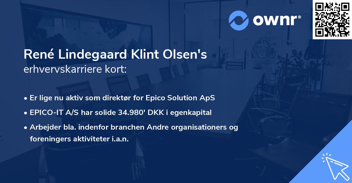 René Lindegaard Klint Olsen's erhvervskarriere kort