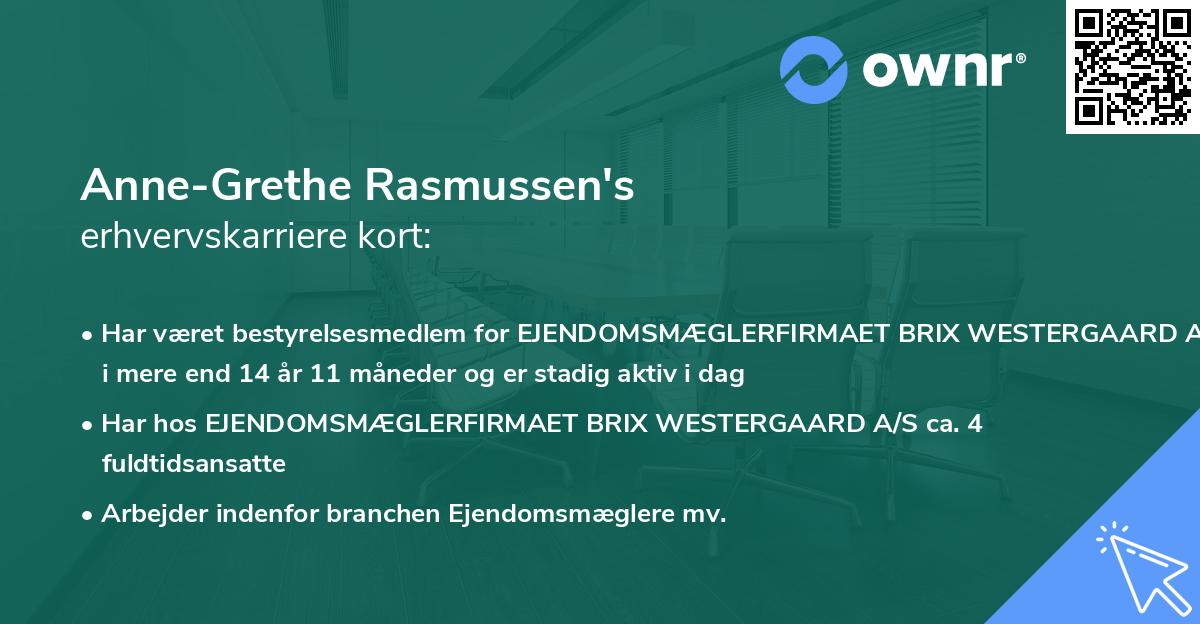 Anne-Grethe Rasmussen's erhvervskarriere kort