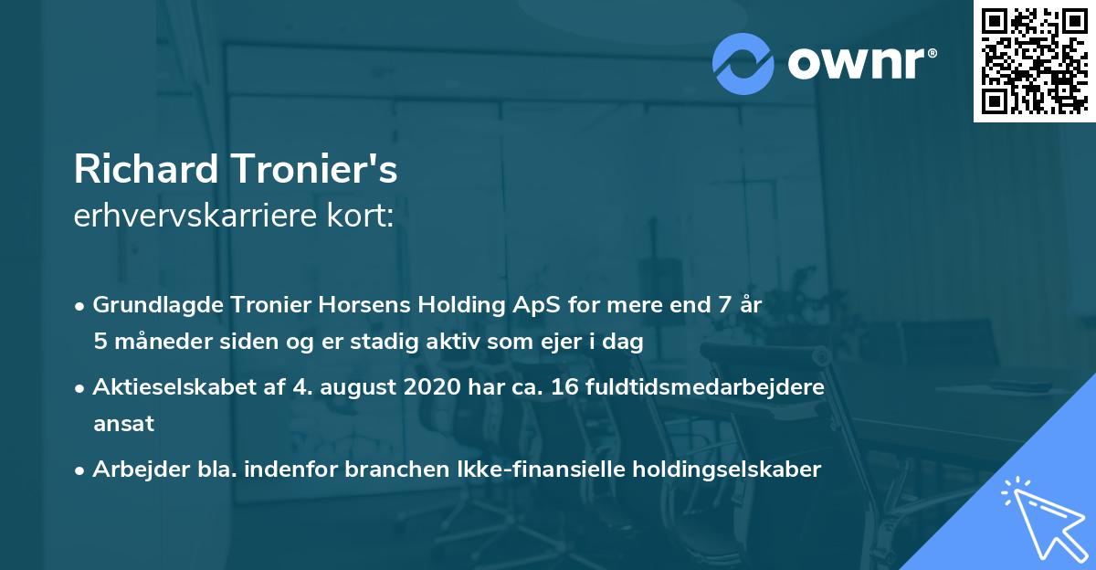 Richard Tronier's erhvervskarriere kort