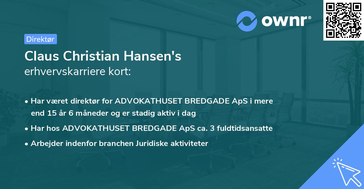 Claus Christian Hansen's erhvervskarriere kort