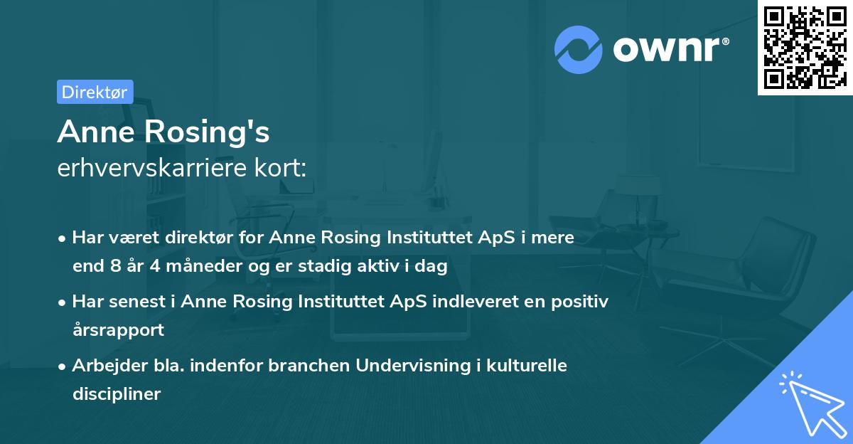 Anne Rosing's erhvervskarriere kort