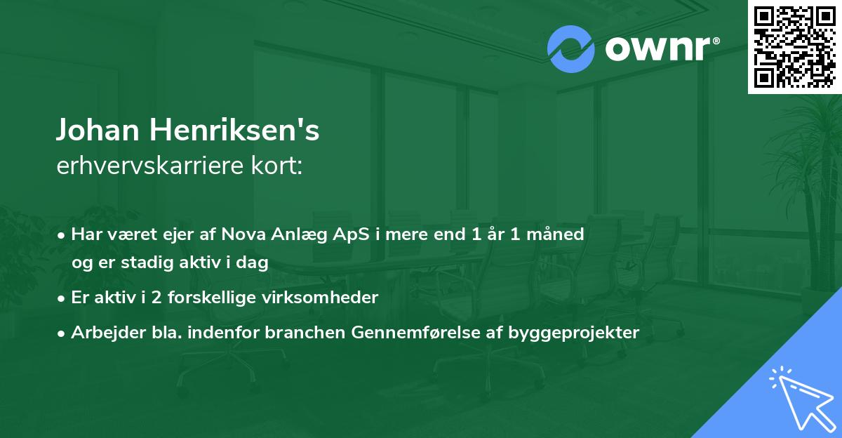 Johan Henriksen's erhvervskarriere kort