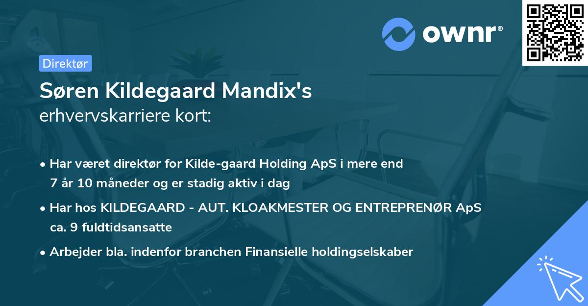 Søren Kildegaard Mandix's erhvervskarriere kort