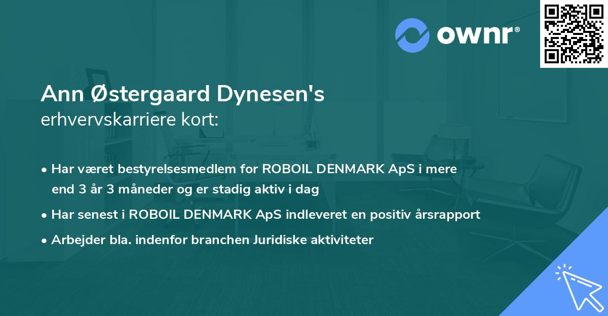 Ann Østergaard Dynesen's erhvervskarriere kort