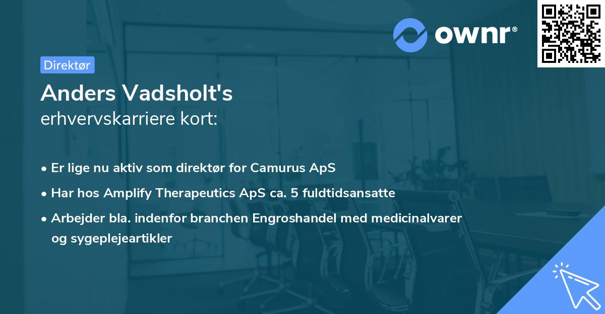 Anders Vadsholt's erhvervskarriere kort