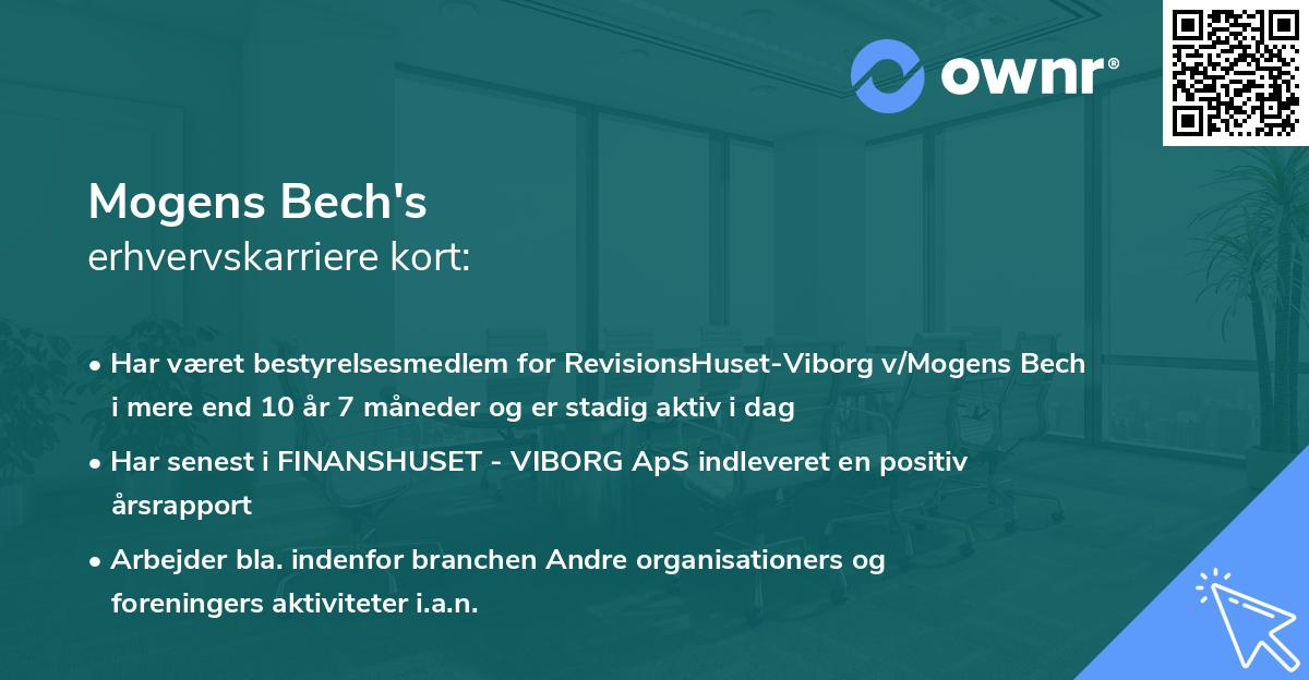 Mogens Bech's erhvervskarriere kort