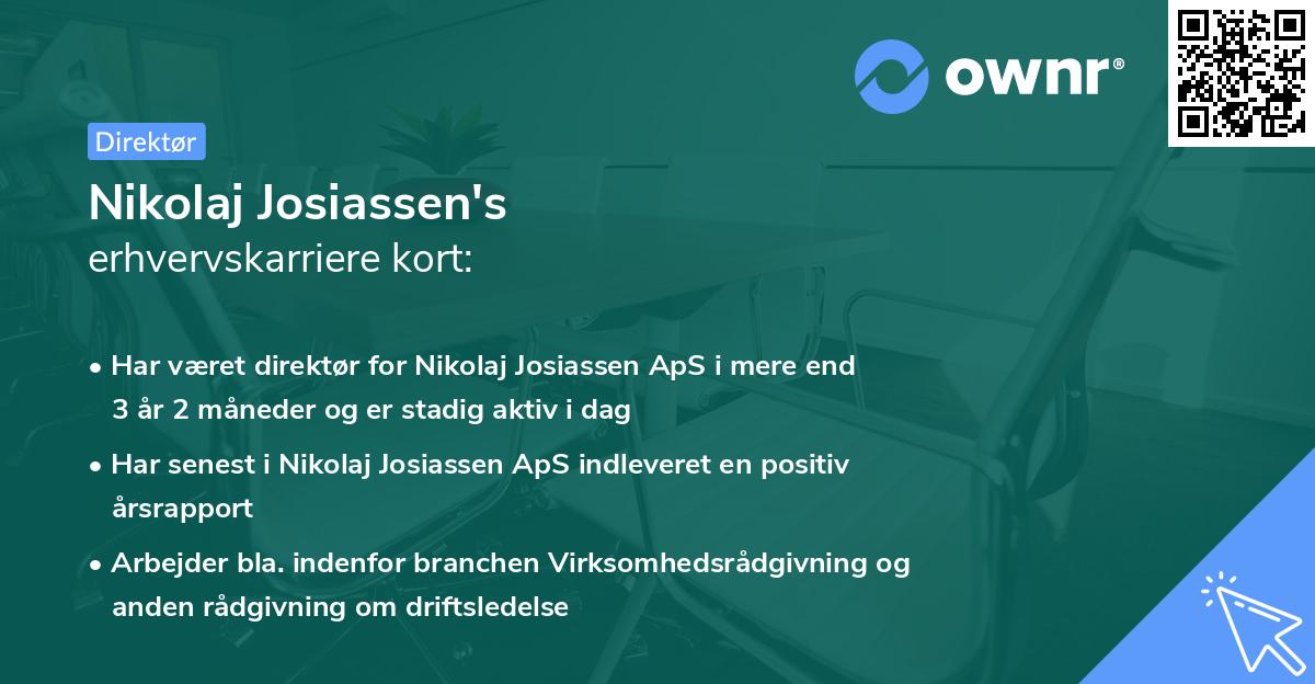 Nikolaj Josiassen's erhvervskarriere kort