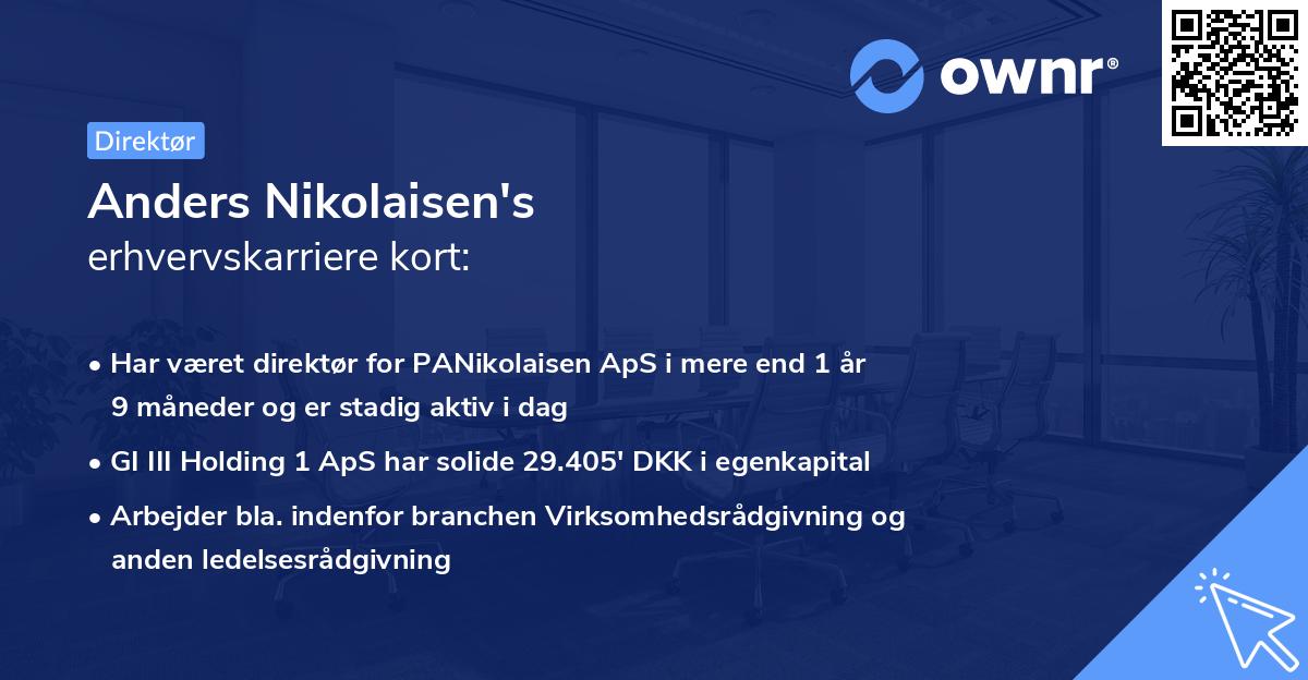 Anders Nikolaisen's erhvervskarriere kort
