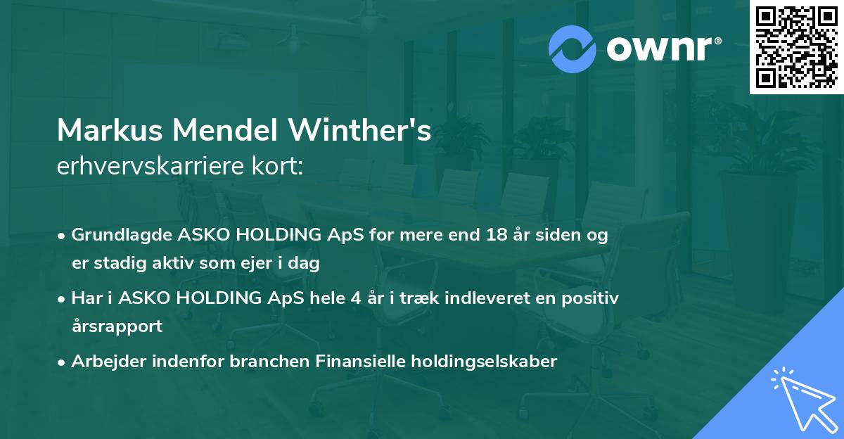 Markus Mendel Winther's erhvervskarriere kort