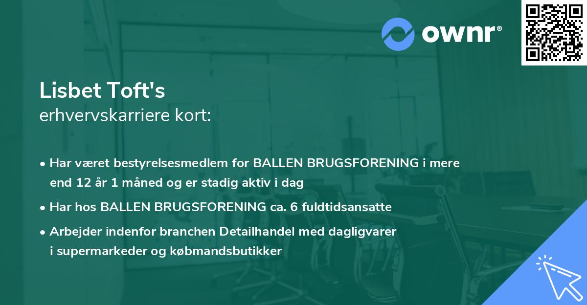 Lisbet Toft's erhvervskarriere kort