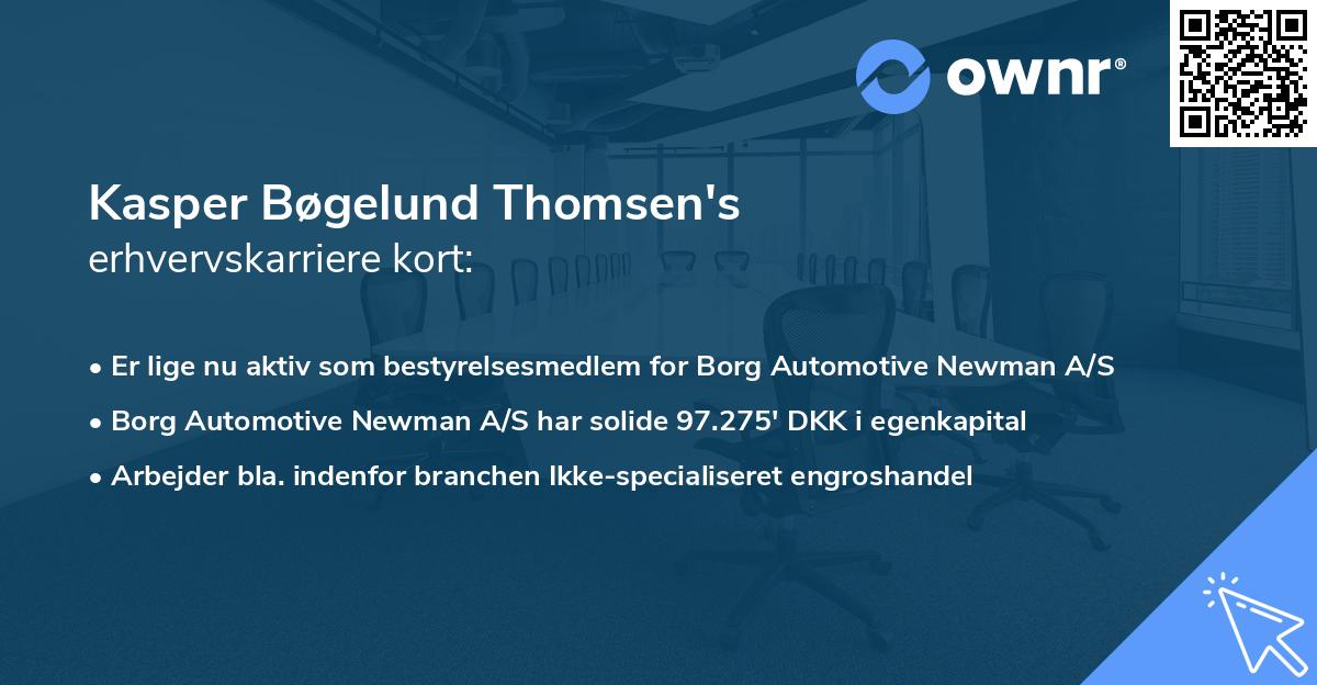 Kasper Bøgelund Thomsen's erhvervskarriere kort