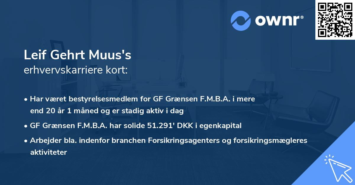 Leif Gehrt Muus's erhvervskarriere kort