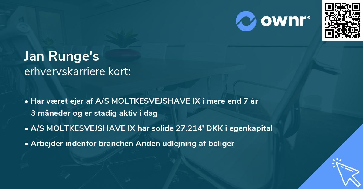 Jan Runge's erhvervskarriere kort