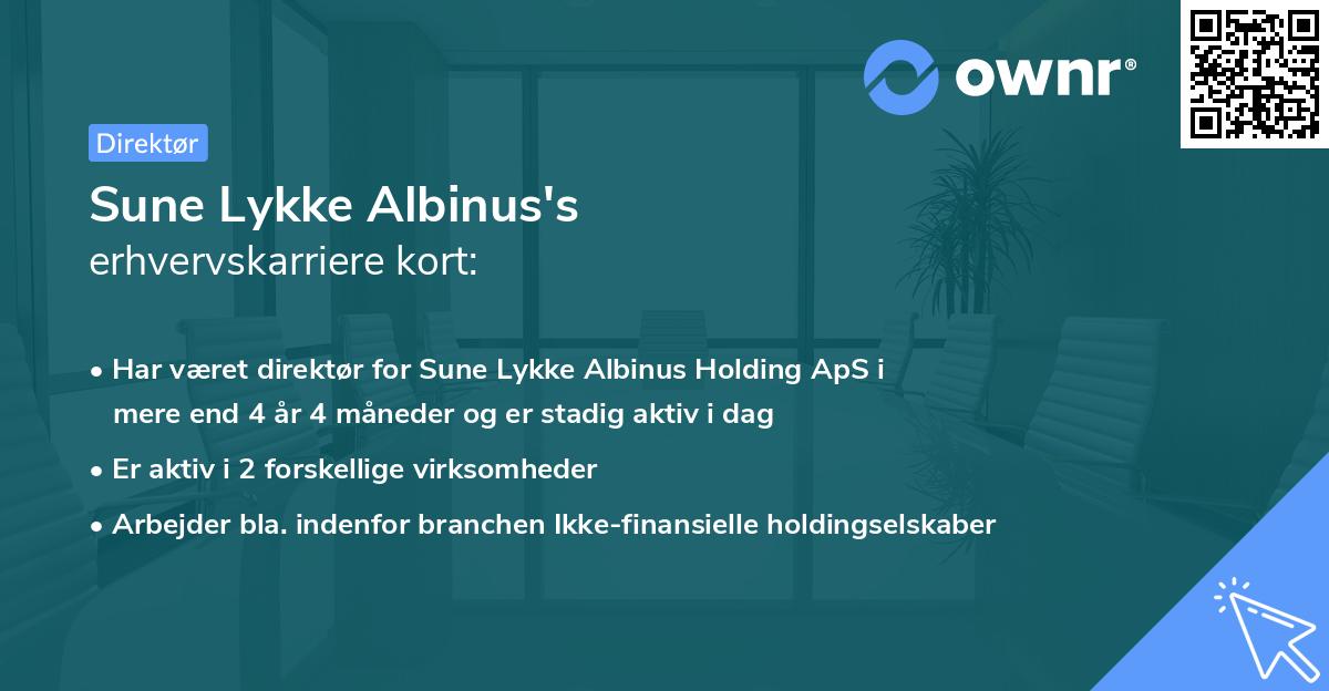 Sune Lykke Albinus's erhvervskarriere kort