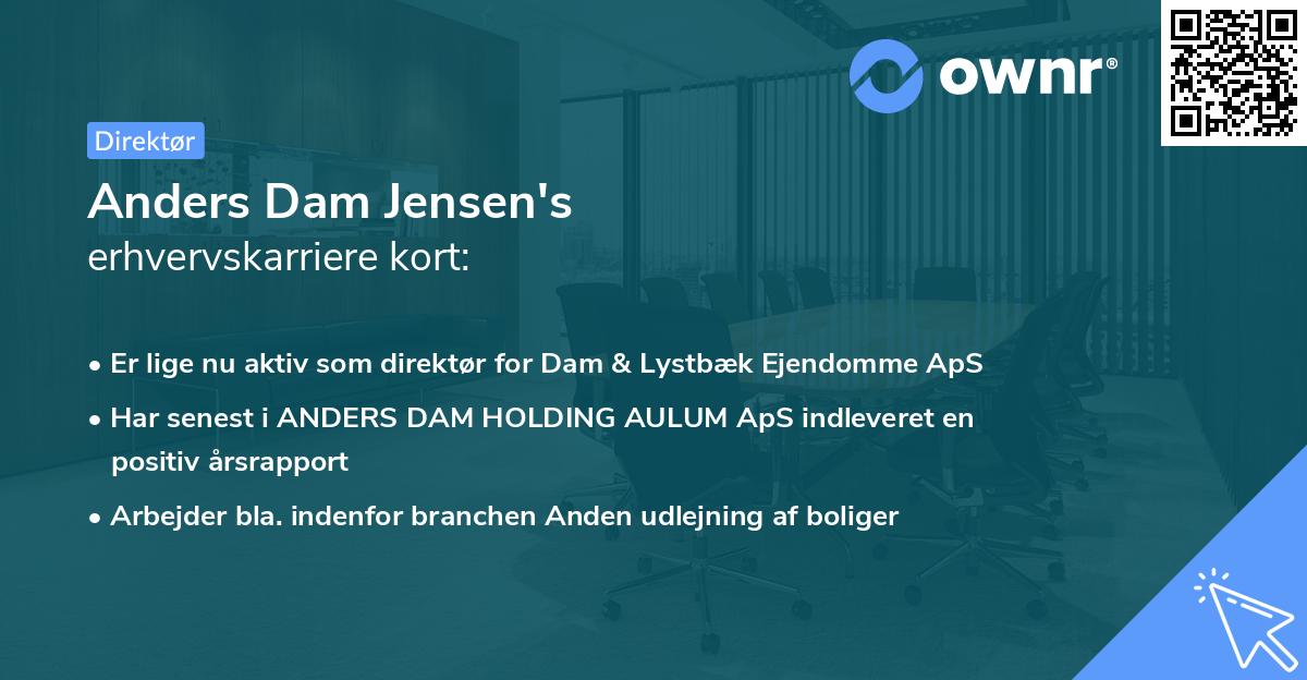 Anders Dam Jensen's erhvervskarriere kort