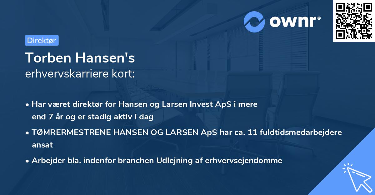 Torben Hansen's erhvervskarriere kort