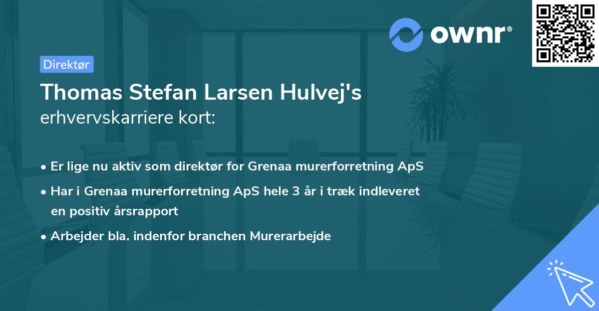 Thomas Stefan Larsen Hulvej's erhvervskarriere kort