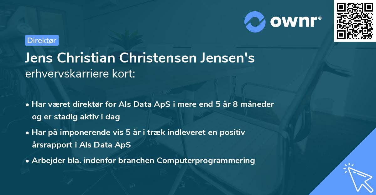 Jens Christian Christensen Jensen's erhvervskarriere kort