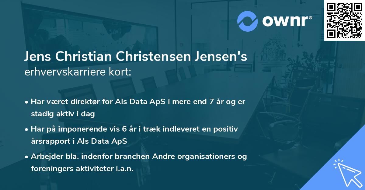 Jens Christian Christensen Jensen's erhvervskarriere kort