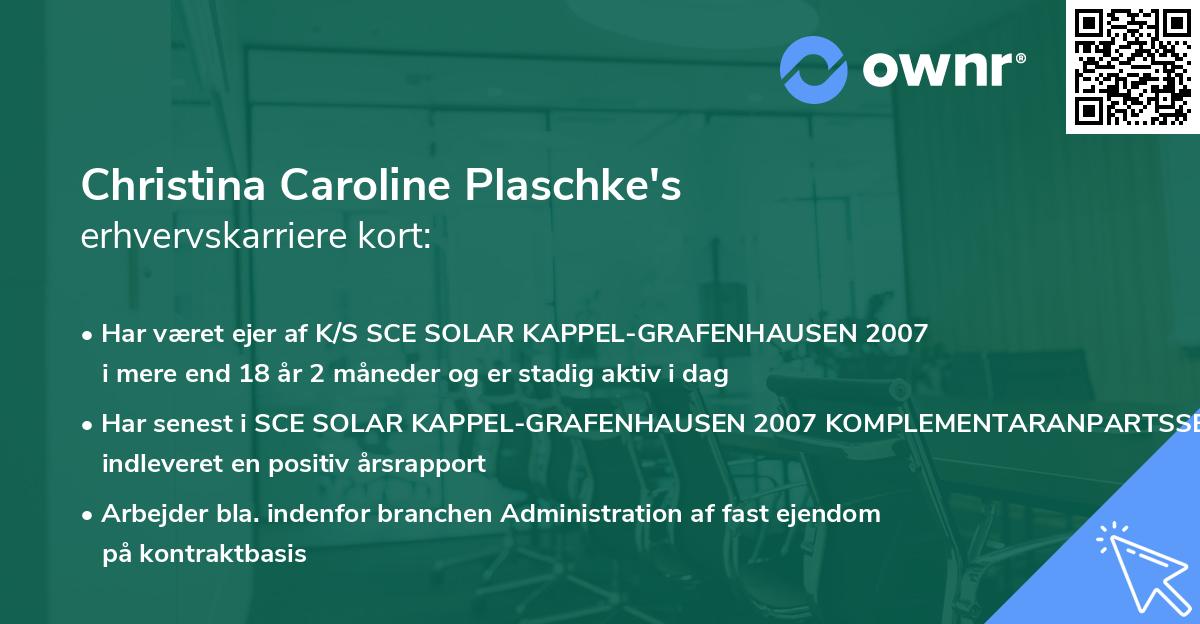 Christina Caroline Plaschke's erhvervskarriere kort