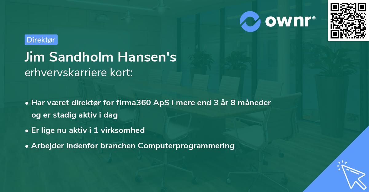 Jim Sandholm Hansen's erhvervskarriere kort